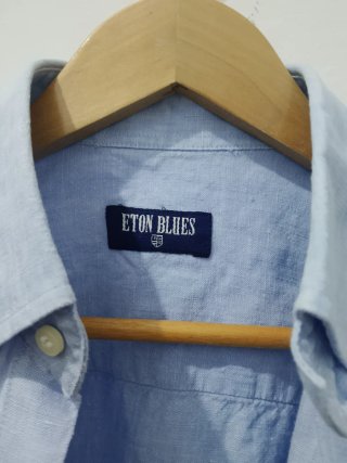 Camicia uomo ETON BLUES 100% Lino Azzurra