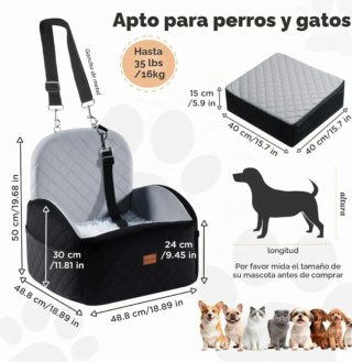 Asiento de perros para coche negro/gris