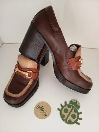 Yokono Zapatos Tacón Bloque Piel