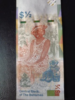 Billete 50 Cents Bahamas Reina Isabel