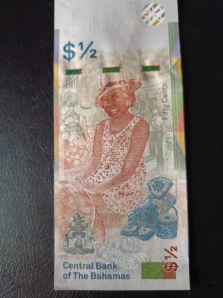 Billete 50 Cents Bahamas Reina Isabel