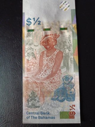 Billete 50 Cents Bahamas Reina Isabel