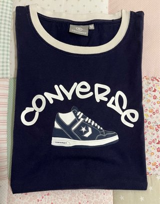 Camiseta Converse Talla M Azul y Blanca