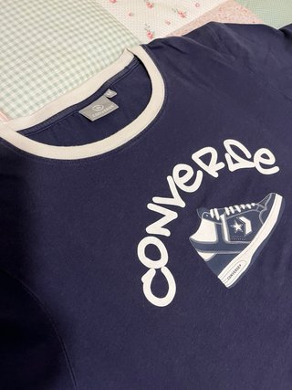 Camiseta Converse Talla M Azul y Blanca