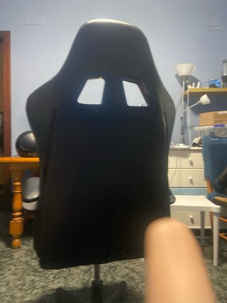 Silla de escritorio gamer negra y azul