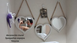 Decoración mural 3 espejos corazón