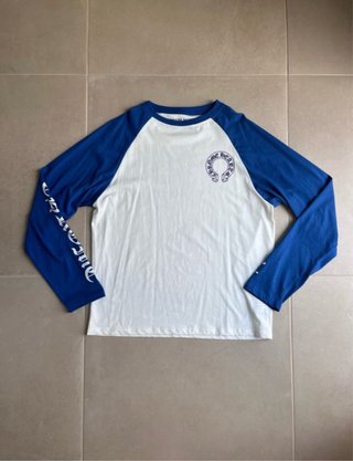 Camiseta Chrome Hearts Manga Larga Azul/Blanca