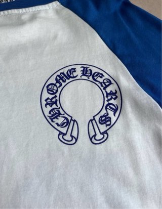 Camiseta Chrome Hearts Manga Larga Azul/Blanca