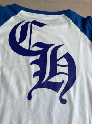 Camiseta Chrome Hearts Manga Larga Azul/Blanca
