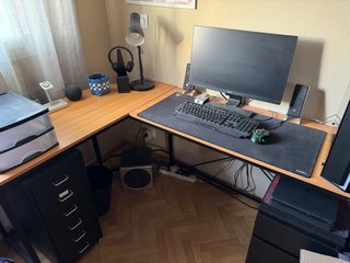 Escritorio esquinero madera y metal