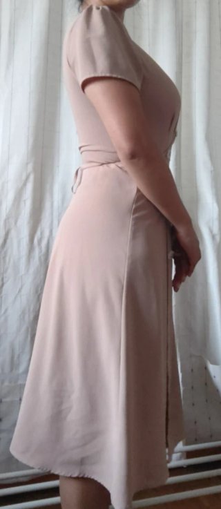 Vestido camel cruzado botones