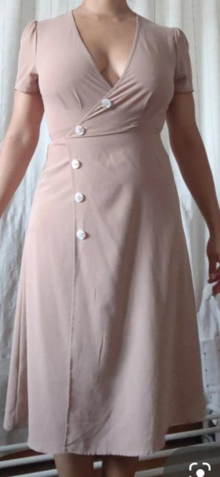 Vestido camel cruzado botones