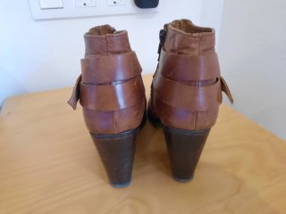 Botines de piel marrón talla 40