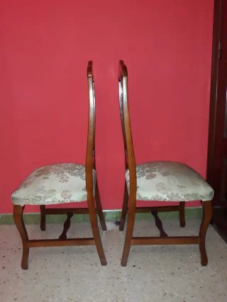 Juego 4 Sillas Clásicas Comedor Madera Tapizadas