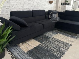 Sofá-rinconera en negro terciopelo