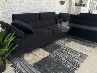 Sofá-rinconera en negro terciopelo