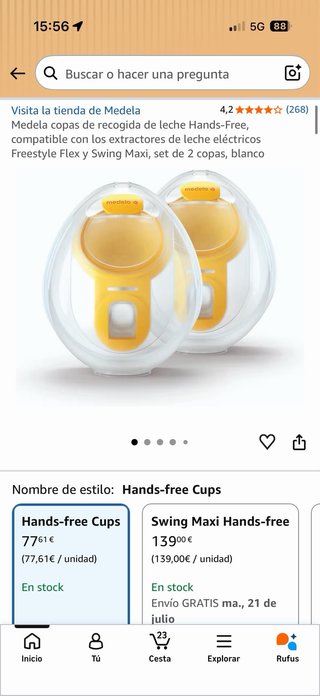 MEDELA Sacaleches hands-free + copas y accesorios