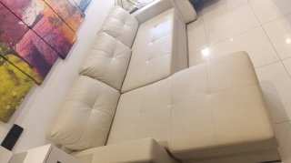 Sofá modular beige piel sintética