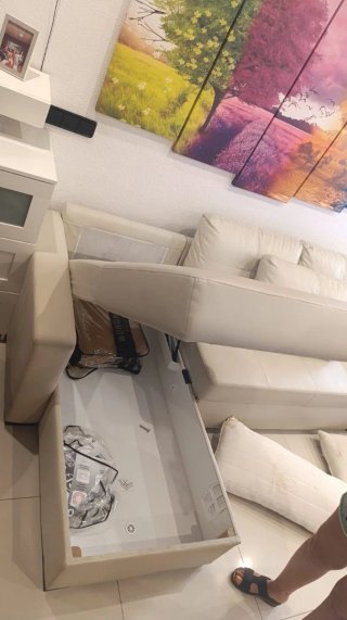 Sofá modular beige piel sintética