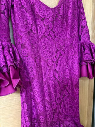 Traje Flamenca Gitana Rosa/Morado