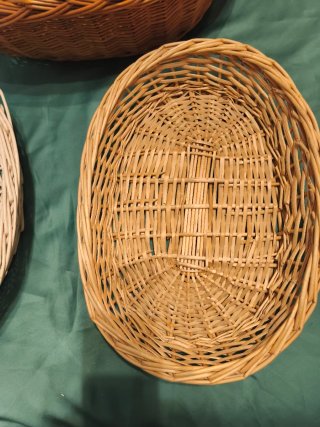 3 Cestas Mimbre Marrón y Blanca