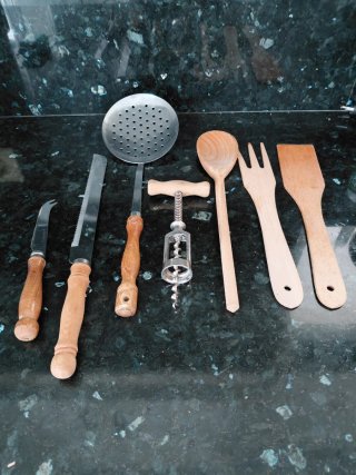 Juego de Utensilios de Cocina Madera y Metal