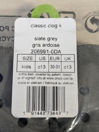Crocs Classic Clog K 30-31 Grigio Bambino