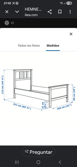 Cama 90x200 Ikea Hemnes Blanca