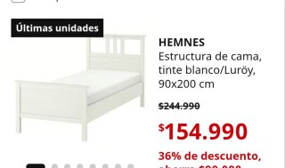 Cama 90x200 Ikea Hemnes Blanca
