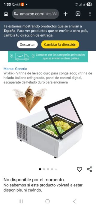 Vitrina expositora  helado
