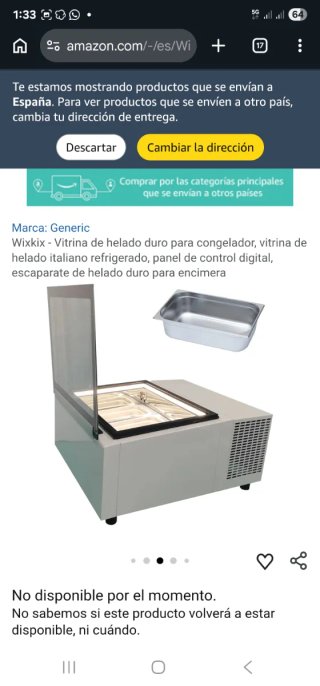 Vitrina expositora  helado