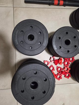 Kit completo pesas, mancuernas  y Kettlebell