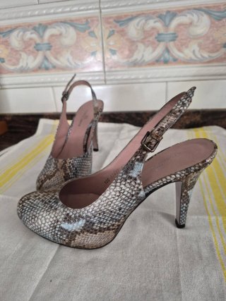 Tacones Slingback Piel Serpiente Talla 38