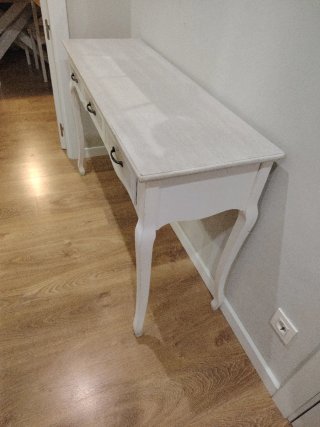 Mesa recibidor vintage madera blanca