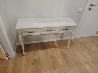 Mesa recibidor vintage madera blanca