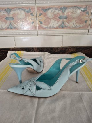 Tacones mujer azul turquesa talla 38