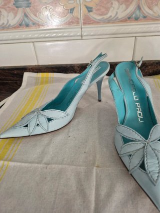 Tacones mujer azul turquesa talla 38