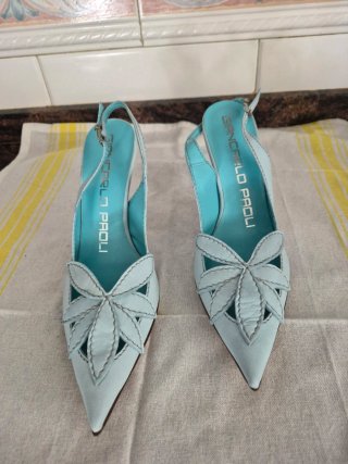 Tacones mujer azul turquesa talla 38