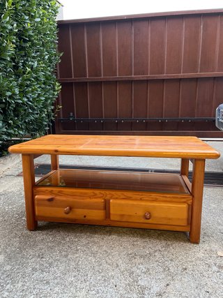 Mesa de centro pino macizo con cajones