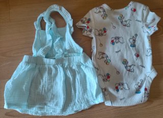 Conjunto bebé Dumbo falda y body verano T.62