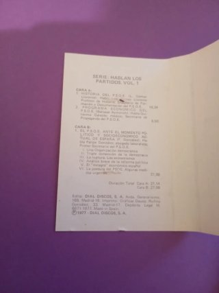Cinta Transición PSOE Hablan los Partidos Vol.1