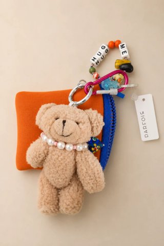 Portachiavi Orso di Peluche con Perle e Sfere