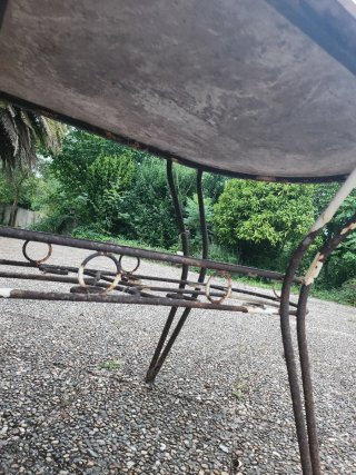 Mesa Terraza Jardín Hierro y Mármol