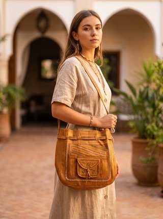 Bolso Cuero Fez Marruecos Hecho a Mano
