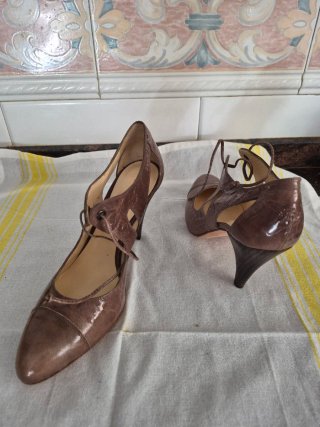 Tacones de mujer piel marrón talla 38
