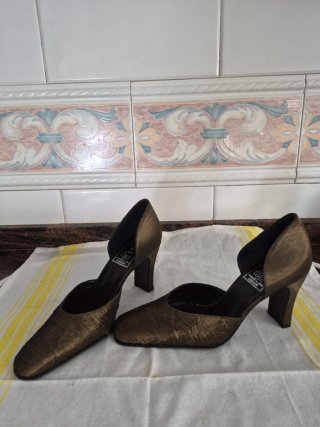 Tacones Mujer Marrón Dorado