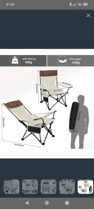 Silla de camping plegable beige y marrón