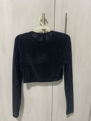 Top Shein manga larga negro