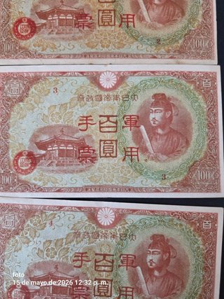 Correlativos 5 Billetes Japoneses 100 Yenes japon.