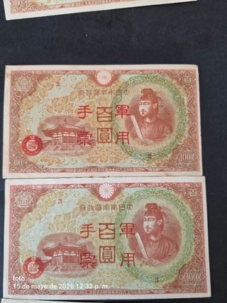 Correlativos 5 Billetes Japoneses 100 Yenes japon.